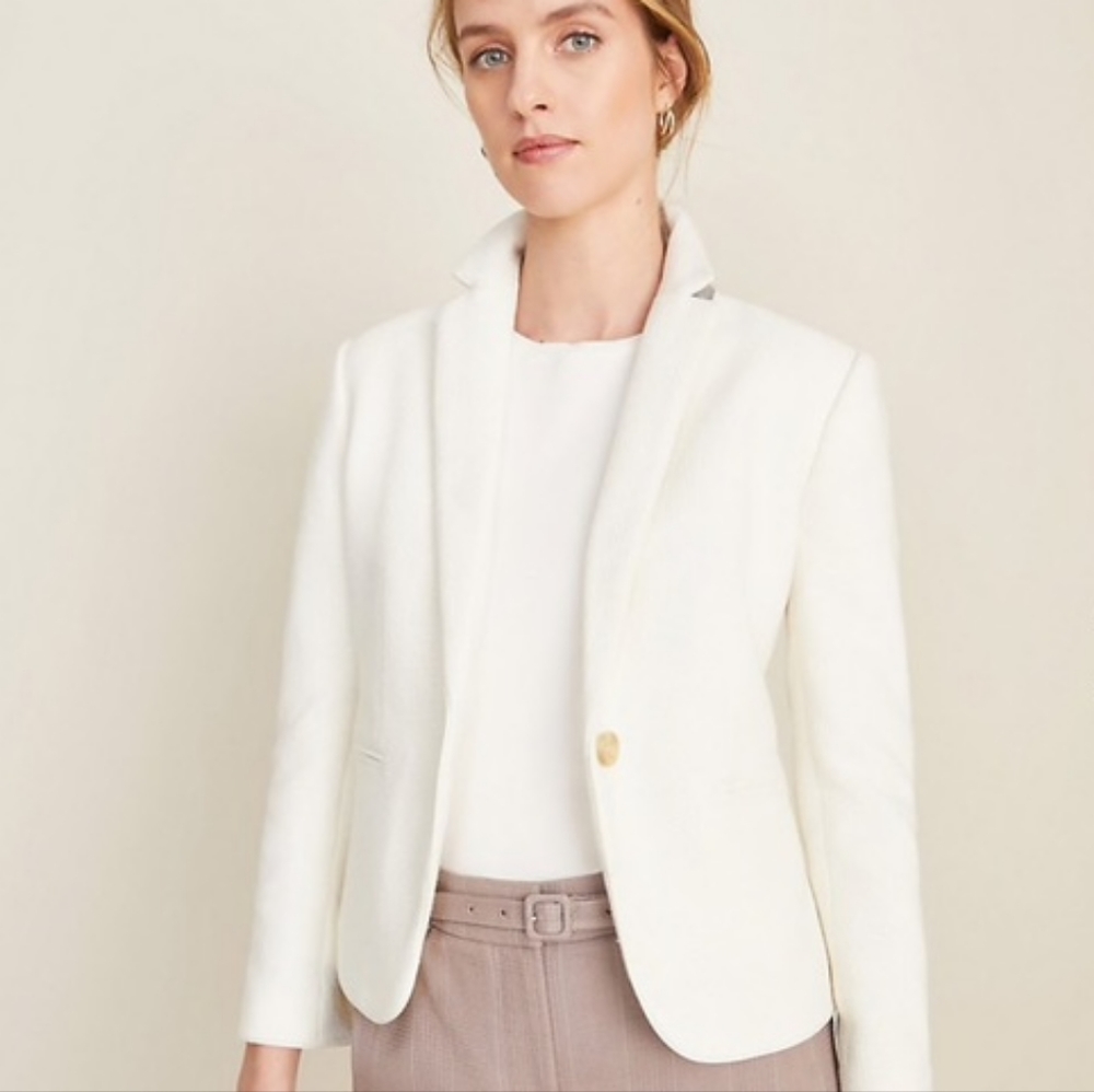 Ann taylor white textured blazer